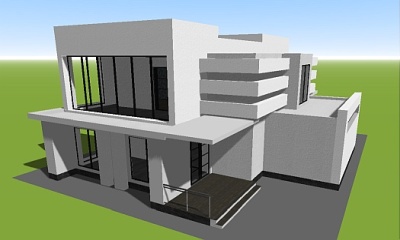 model 3d-plan-of-modern-house-in-style-high-tech
