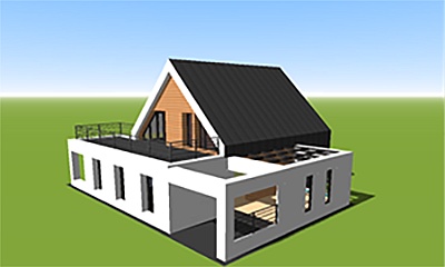 model 3d-plan-house-with-mansard-in-barnhouse-style