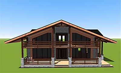 model log-and-stone-chalet-style-house-3d-plan
