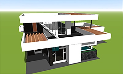 model 3d-house-plan-black-and-white-high-tech