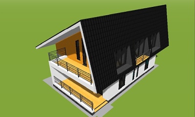 model 3d-plan-house-with-loft-in-modern-style