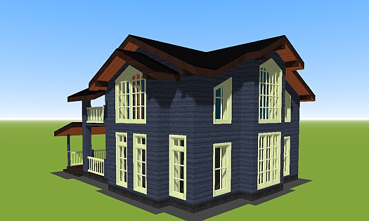 3D design of a Scandinavian-style house with mansard