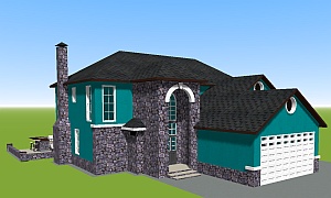 download-3d-model-house-with-two-garages